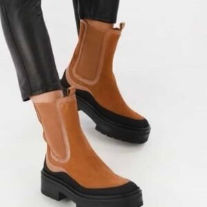 Sam Edelman Tan and Black Ankle Boots